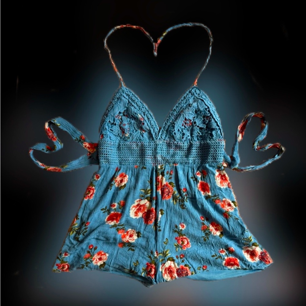 J for Justify - Blue Floral Romper - Size L (Juniors) - NWOT